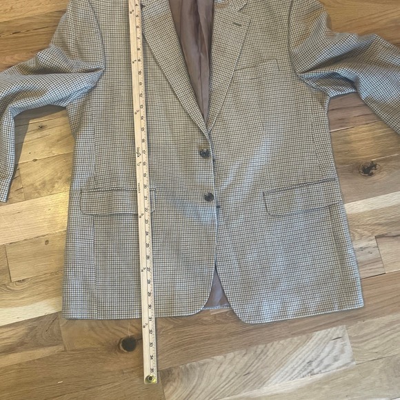 Ralph Lauren Men 44R Sport Coat Blazer Tan Beige Houndstooth Wool/Silk Jacket - Picture 6 of 6
